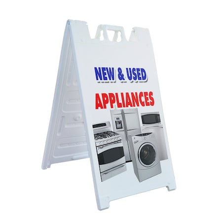Signmission New & Used Appliances, A-Frame & 2 Decals Installed, Heavy-Duty Plastic Frame SBHD-D-2436-New & Used Appliances