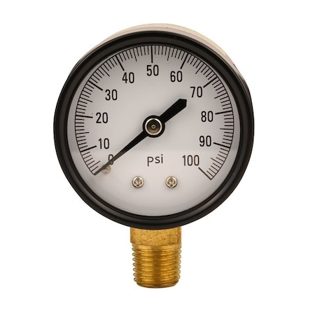 Water Source Pool Pressure Gauge, 1/4 in Connection, Steel Gauge Case, 100 psi M1002-4L