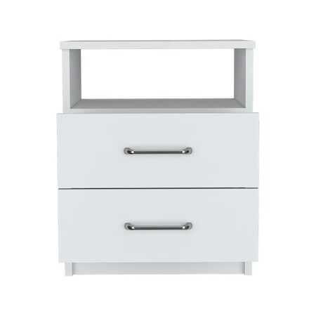 Homeroots 20" White Wood Two Drawer Nightstand 543679