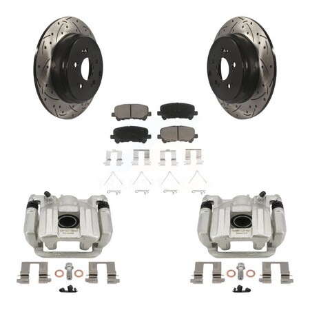 Transit Auto Rear Brake Coated Caliper Drilled Slot Rotor Ceramic Pad Kit For 2011-2017 Honda Odyssey KCD-100580C