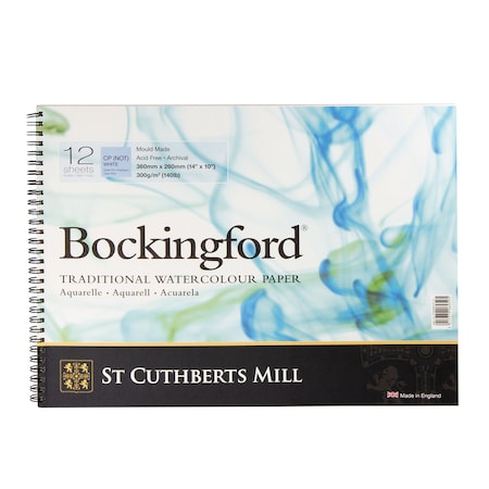 St Cuthberts Bockingford Watercolor Pad, Cold Pressed, Spiral Binding, 140lb/300gsm, 12 Sheet, 10x14 inch T47030001011D