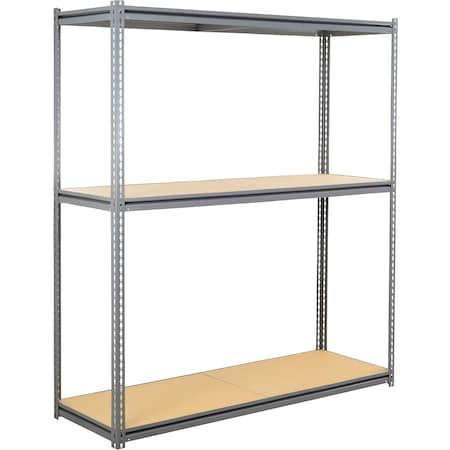 Global Industrial 3 Shelf, Standard Duty Boltless Shelving Z Beam Starter, 96Wx24Dx60H, Wood Deck B3153992