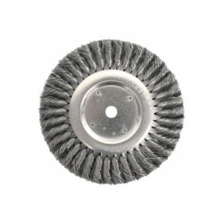 Weiler Standard Twist Knot Wire Wheel, 8 in D x 5/8 in W, .016 in Steel Wire, 6,000 rpm 804-08145