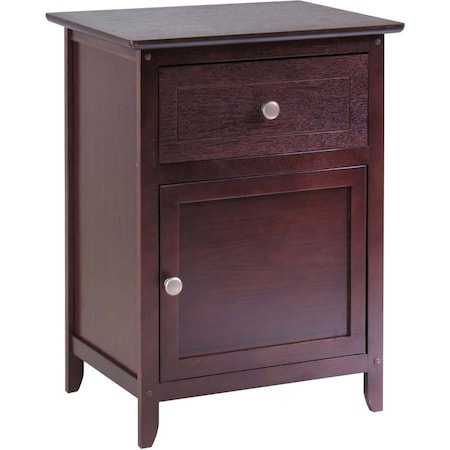 Winsome 94215 Night Stand- Accent Table with Drawer and cabinet for storage- Antique Walnut 94215