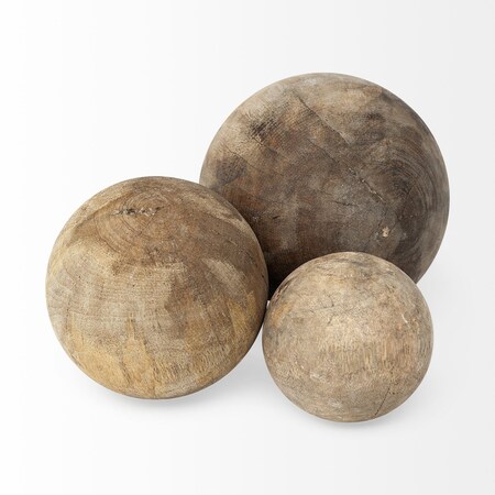 Homeroots Set Of Three Wooden Spheres, 3PK 392524