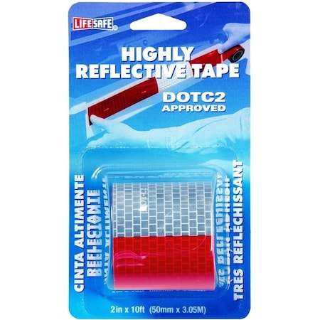 Incom Reflective Tape, 10 ft L, 2 in W, RedSilver RE2110