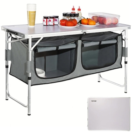 Vevor Camping Kitchen Table Folding Portable Cook Station 3 Adjustable Heights CWJK6388