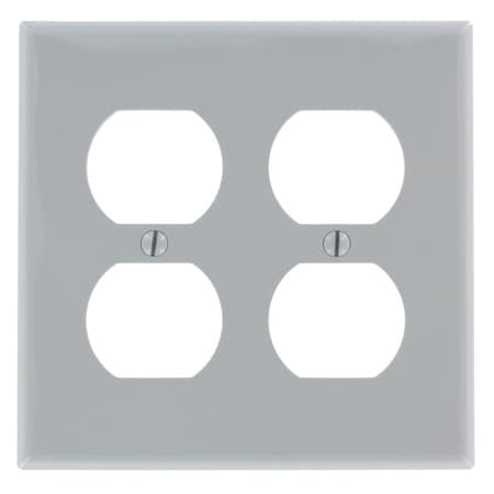 Leviton Receptacle Wallplate, Standard Size, Gang 2, Gray 80716-GY