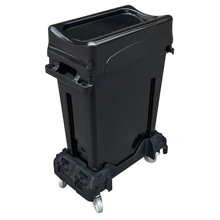 Crusader CTH Rectangular Rolling Plastic Can, Black/Gray Metalic, Thermoplastic Rubber CTH-DLY