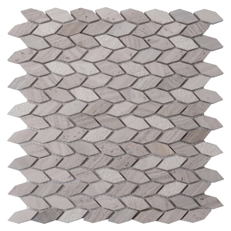 Apollo Tile Wooden Gray 12x12 Marble Polished, Etched Floor and Wall Mosaic Tile 4.92 sqft/case, 5PK APLBL8808WGA