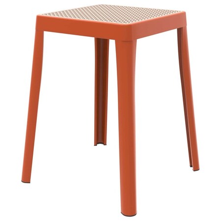 Leisuremod Tresse Stackable Plastic Square Dining Stool with Wicker Seat, Orange TS12OR