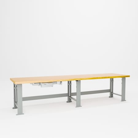 Pucel Hardwood Top Hydraulic Bench, 30 in W x 120 in D x 29 in-45 in H, Black HBW-30120-E16