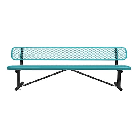 Leisure Craft Bench/Back, Surface Mount, 8ft., Teal B8WBSM-TEAL