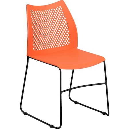 Flash Furniture Sled Stack Chair, Plastic, Air-Vent Bck, OR RUT-498A-ORANGE-GG