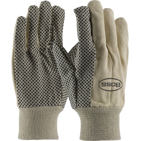 Boss Premium Grade 100% Cotton Canvas Glove w/PVC Dotted Grip on Palm, Thumb and Index Finger, 10 oz, 12PK 91-910PD