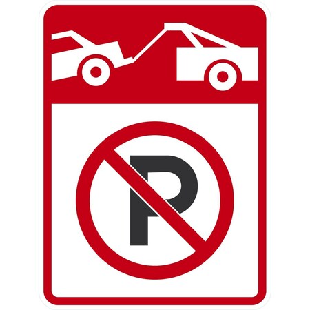 Lyle No Parking Symbol Tow Away Zone Symbol, 18x24, Engineer Grade, White G-10019-EG_18x24