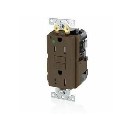 Leviton Self-Test GFCI Receptacle, Lev-Lok, 15 Amp, 125 VAC, 5-15R NEMA MGFT1-HG