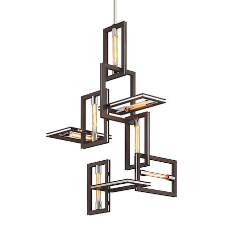 Troy Lighting Enigma 7 Light Chandelier 31.5 In. Textured Bronze F6187-TBZ/SS