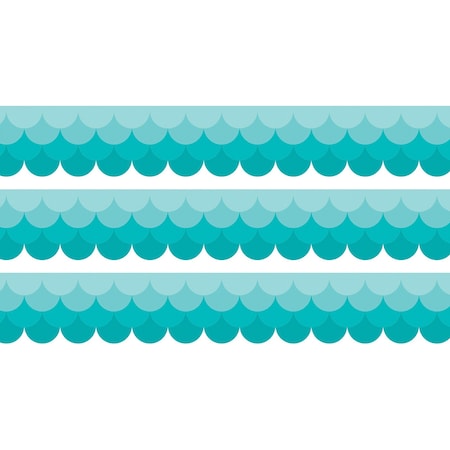 Creative Teaching Press Painted Palette Ombre Turquoise Scallops EZ Border, 48 Feet Per Pack, 3PK 10533
