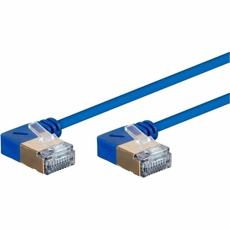 Monoprice SlimRun Cat6A 90 Degree 36AWG S/STP Ethernet Network Cable_ 2ft Blue 31017