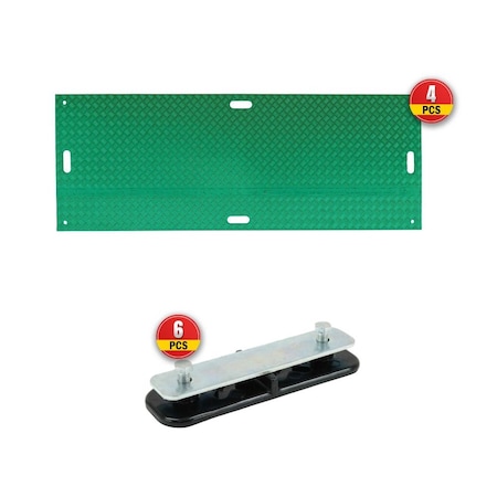 Mytee Products 3 ft x 8 ft Green Ground Protection Mats & 6 Pcs Single Connectors 10GPM-3805-GREEN-SINGLE