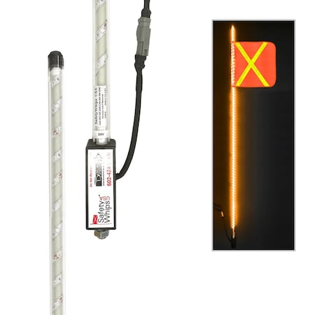 Safetywhips Warning Whip Super Duty LED Whip with Flag, Amber, 96 Length SDL08A-XY