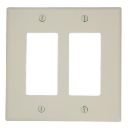 Leviton Decora Wallplate, Midway Size, Gang 2, Light Almond 80609-T