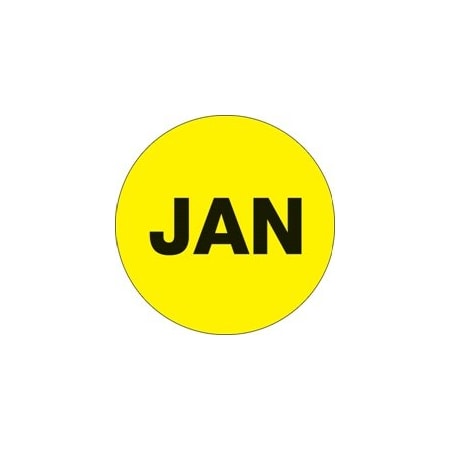 Bubblefast 2'' Circle - ''JAN'' Fluorescent Yellow Months of the Year Labels BFDL6735