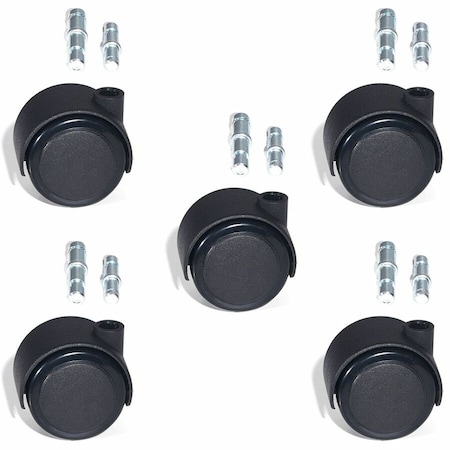 Lorell Dual-Wheel Casters Set, 1.97" Diameter, Black, PK5 LLR33446