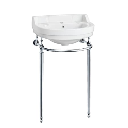 Whitehaus Collection 22 in Console Sink With Semi-Circular Bowl, Single Faucet Drilling, Brass Leg Supports and Overflow WHV022-L32-1H-C