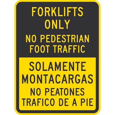 Lyle Forklifts Only No Pedestrian Foot Traffic, 18x24, High Intensity Prismatic, Yellow G-10375-HI_18x24