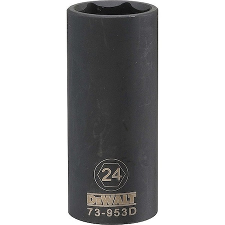 Dewalt Deep Impact Socket, 6 Pt 1/2in, 24 mm DWMT73953OSP