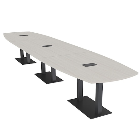 Skutchi Designs Arc Rectangle Meeting Room Table, 45 in W, 216 in L, Ivory HAR-AREC-48X216-DOU.BK-K458-EBLK