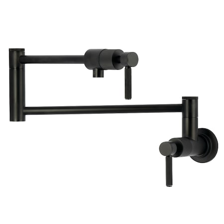 Kingston Brass Wall Mount Pot Filler Faucet with Knurled Handle, Matte Black KS4100KNL