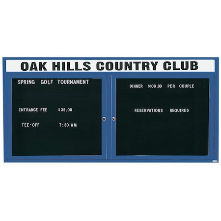 Aarco Outdoor Enclosed Directory w/ Al Frame Header, Powder Coated Blue, 36''Hx72''W OADC3672HB
