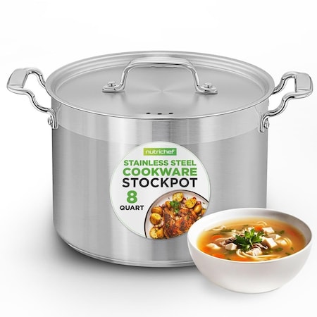 Nutrichef 8 Qt Heavy-Duty Stockpot with Stainless Steel Lid NCSPT8Q