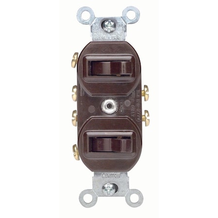 Leviton Duplex Style 3-Way/3-Way AC Combination Switch, 15 Amp, 120/277 Volt, Brown 5243
