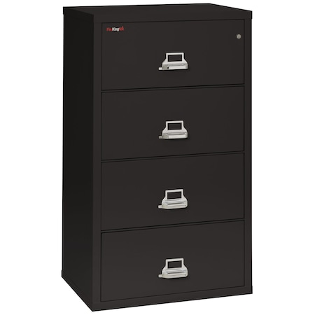 Fireking 25-3/16" W 4 Drawer Fire-Resistant Lateral File Cabinet, Black, Letter/Legal 4-3122-CBL