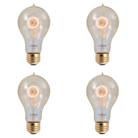 Bulbrite Incandescent A19 40 Watt Nostalgic Edison Quad Loop-style Light Bulb, Amber Glass, 4PK 861385