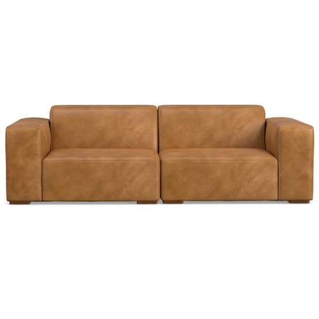 Homeroots 88" Sienna Leather Modular Sofa With Brown Legs 641024