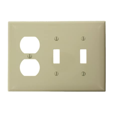 Leviton Switch Wallplate, Midway Size, Gang 3, Ivory PJ21-I