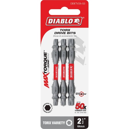 Diablo 3-Piece TORX 2-1/2'' Double-End Screwdriver Bit Set DDETV25-S3