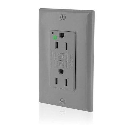 Leviton Extra-Heavy Duty, Hospital Grade, Self-Test GFCI Receptacle, 15 Amp, 125 Volt, Gray GFNT1-HFG