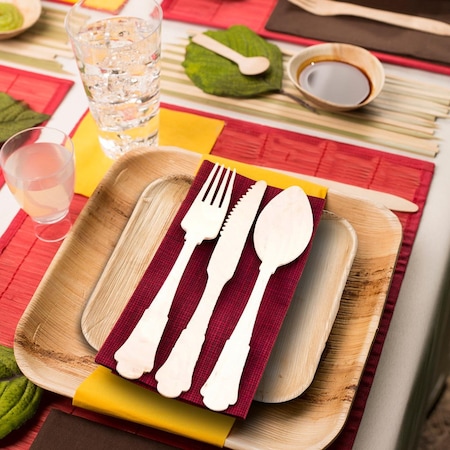 Smarty Had A Party Silhouette Birch Wood Eco Friendly Disposable Dinner Forks (600 Forks), 600PK 4666FK-CASE