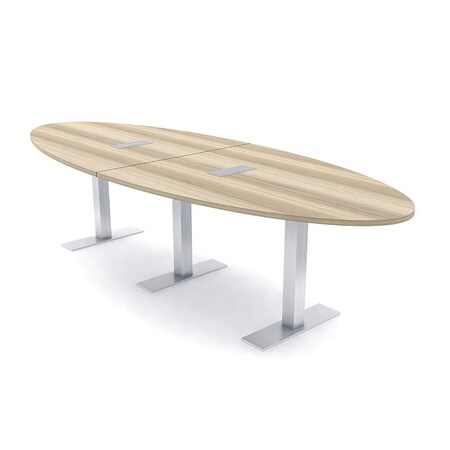 Skutchi Designs 10ft Conference Table With Power Unit | 8 Person Modular Oval Meeting Table | Harmony Series HAR-OVL-48X120-T-K525-ESIL