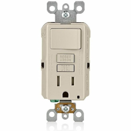 Leviton Self-Test GFCI Receptacle, Combination with Switch 15 Amp, 125 Volt, 5-15R NEMA GFSW1-T