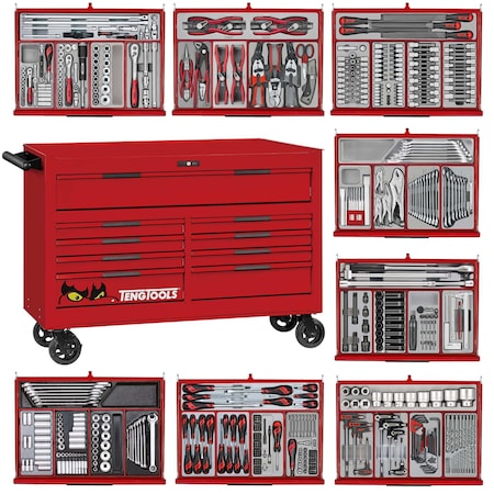 Teng Tools 615 Piece PRO35 53 Inch Wide Red Mega Master Roller Cabinet Tool Kit - TKW53R615T