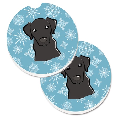 Carolines Treasures Snowflake Black Labrador Set of 2 Cup Holder Car Coaster BB1669CARC