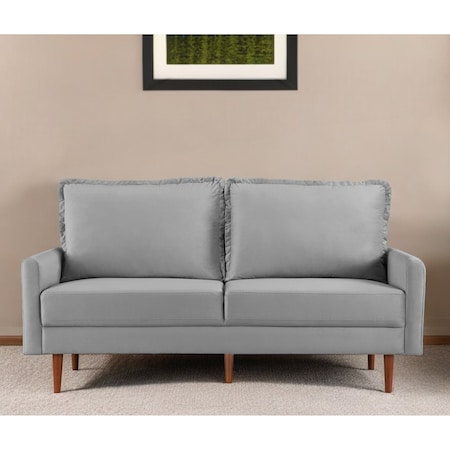 Homeroots 69" Gray Velvet Sofa With Dark Brown Legs 543723