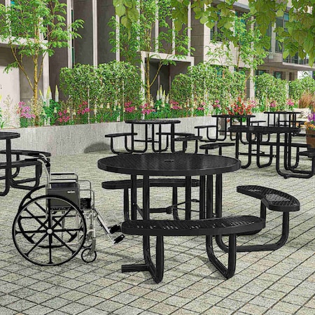 Flash Furniture Round Black, Polyethylene, Steel, 82.5 in L SLF-EMR-46ADA-BK-GG